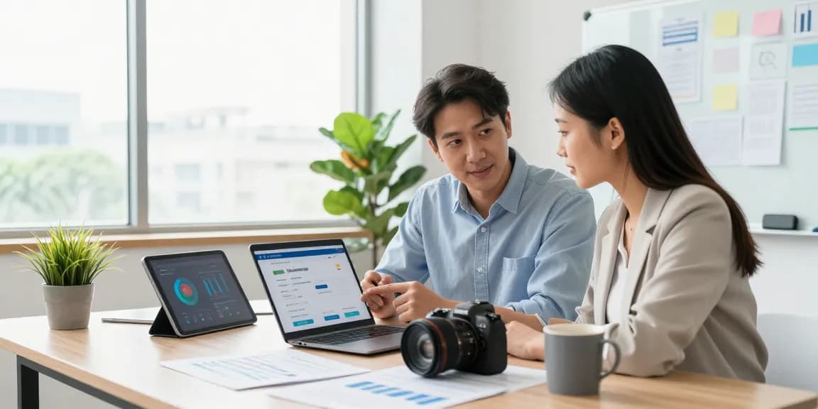 Discussing an online payment gateway solution in a modern office.