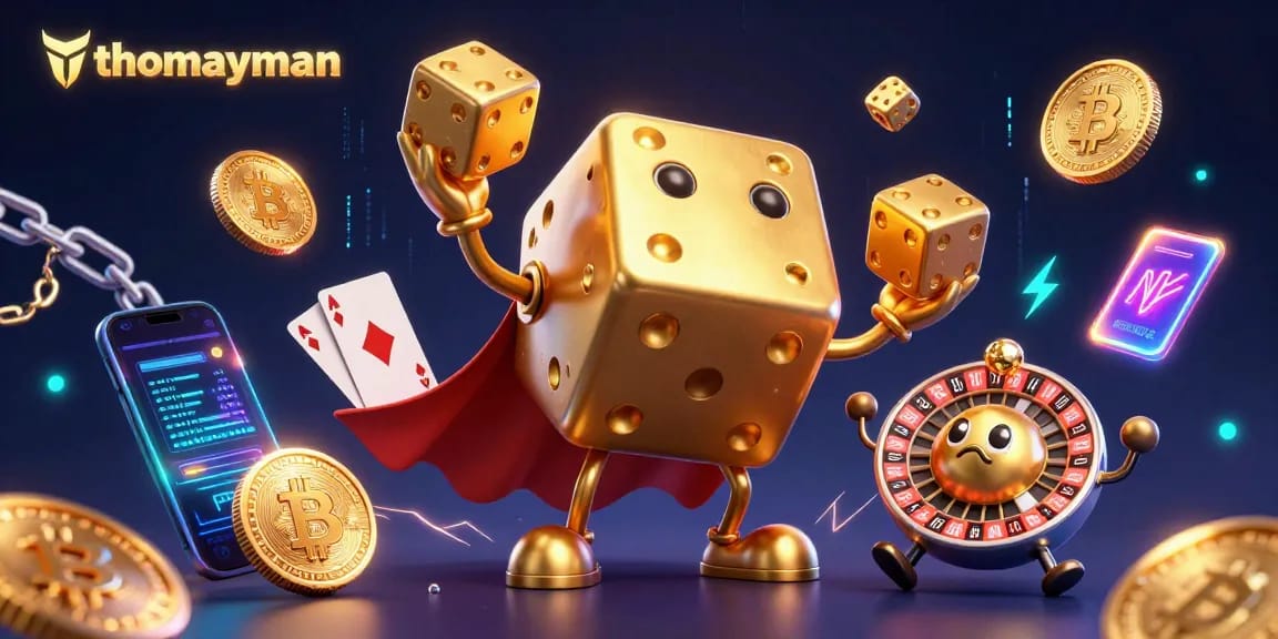 Spin to win big with thomayman in this vibrant 3D casino illustration showcasing dynamic elements.