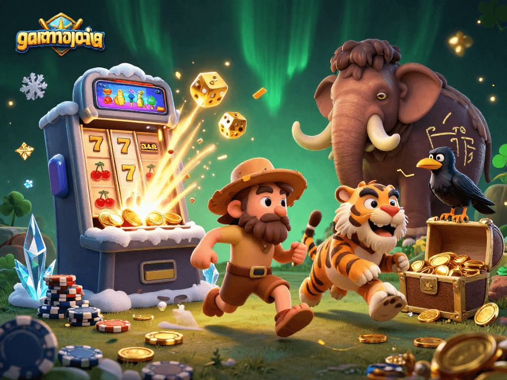 Experience thrilling prehistoric gaming with gamenongtraivuive's vibrant casino scene featuring classic symbols.