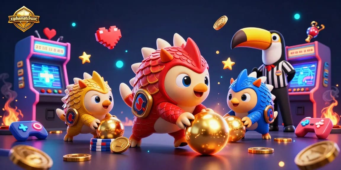 Experience the thrill of xiphematchuoc as rival pangolins compete in a colorful casino battle.