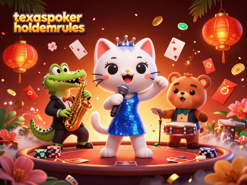 Engage with texaspokerholdemrules in an exciting poker scene featuring lively characters and casino elements.