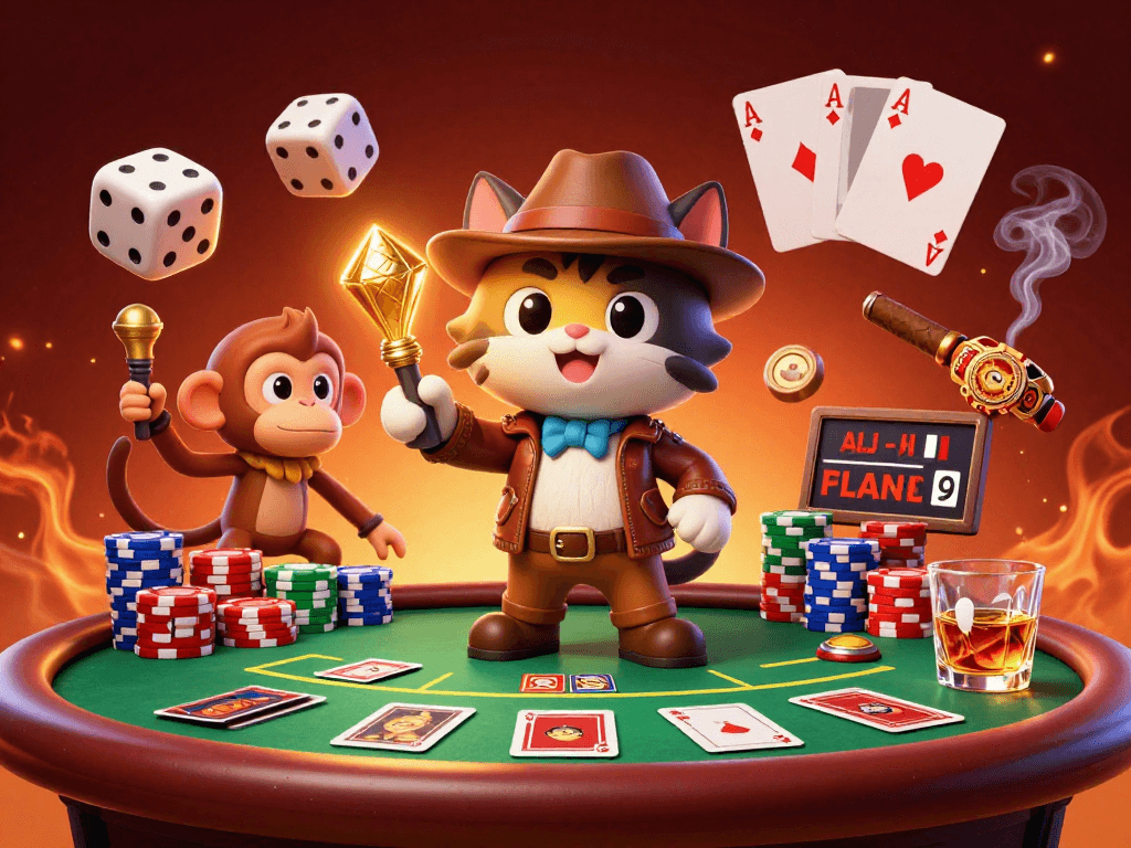 Win big at ON68 with an exciting scene featuring a cat explorer uncovering treasures in a vibrant casino.