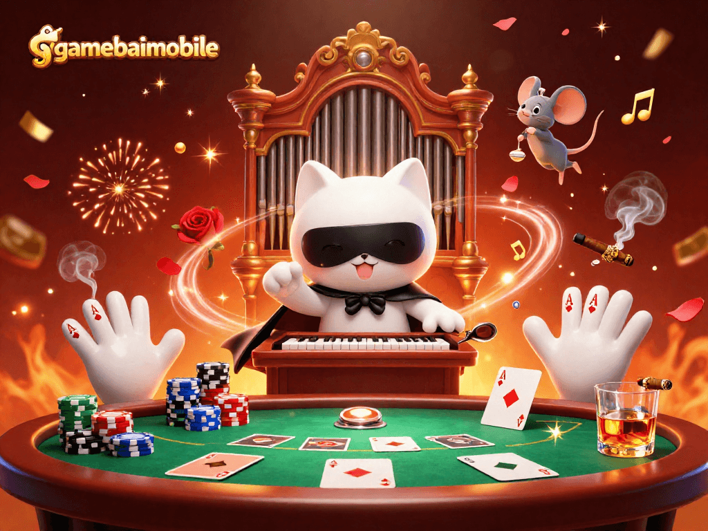 Engage in thrilling gameplay at gamebaimobile with a captivating casino scene featuring dynamic characters and rich detail.