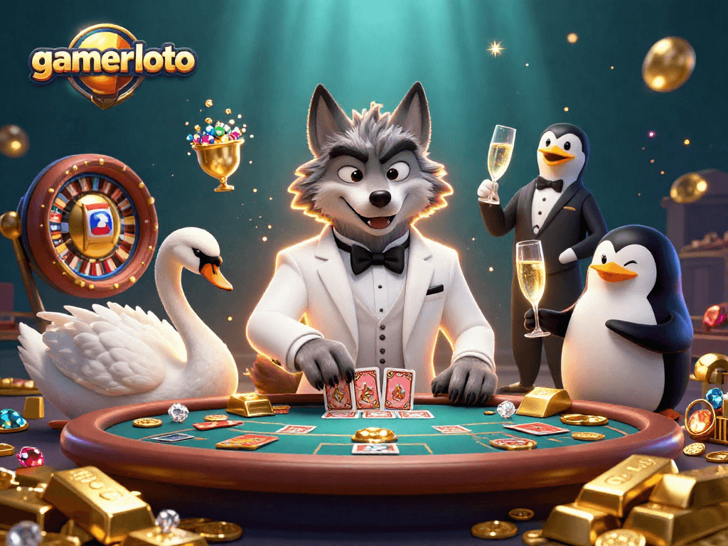 Experience thrilling action with gamerloto's vibrant 3D casino scene showcasing dynamic gambling elements.