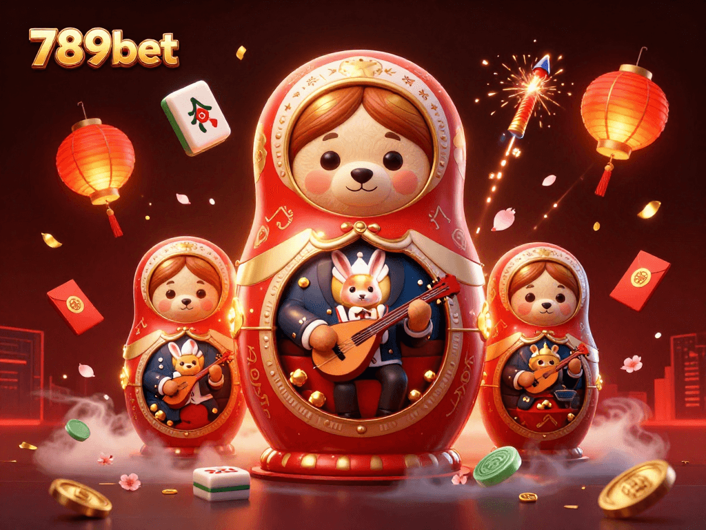 Join the fun at 789bet with a lively casino scene featuring charming characters and festive elements.