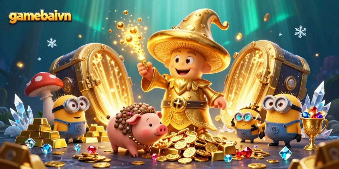 Win big with gamebaivn's golden treasures in a magical poker adventure.