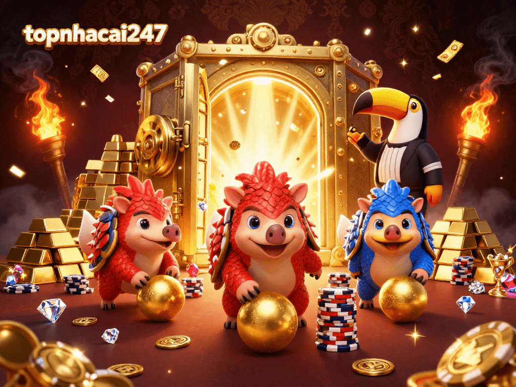 Engage with topnhacai247's thrilling pangolin gaming scene featuring vibrant casino elements.