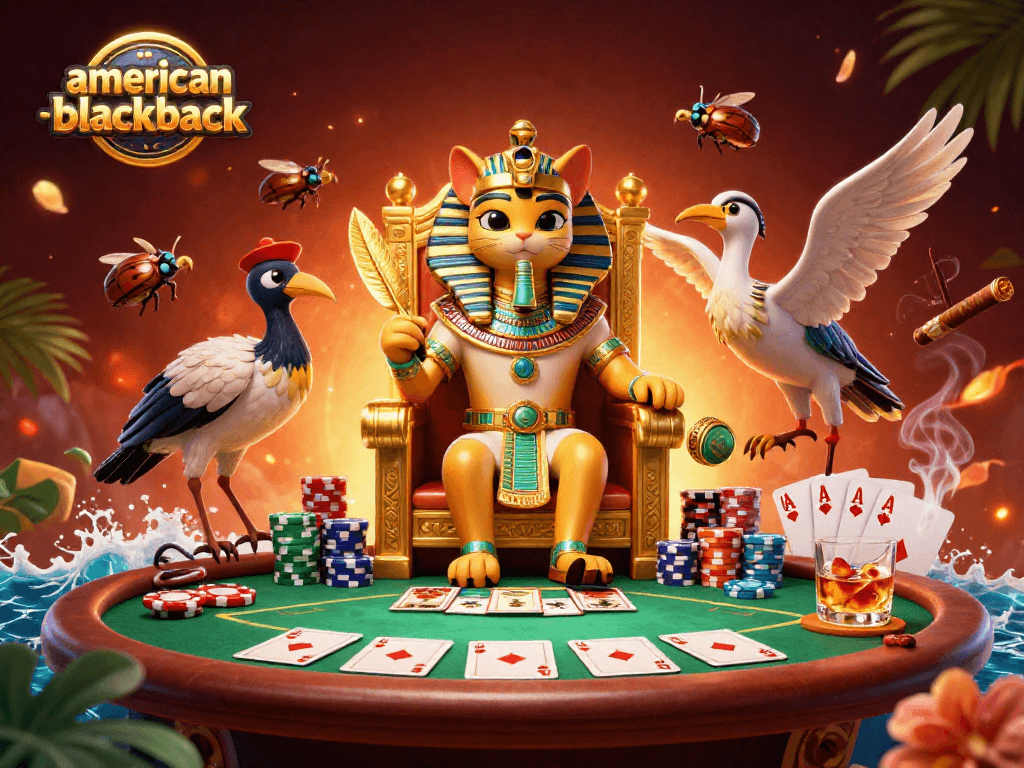 Experience the thrill of american-blackjack with an exciting mix of cards, chips, and iconic symbols.