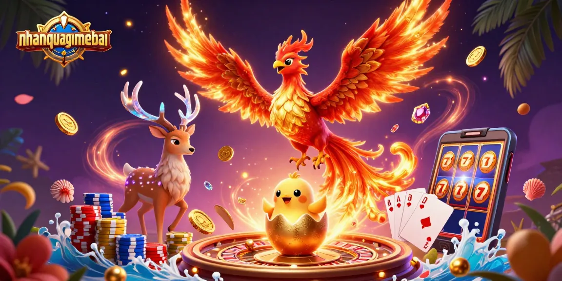 Play Callbreak strategically with nhanquagamebai, depicted through vibrant phoenix-themed casino elements.