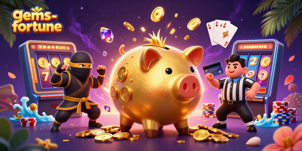 Experience the excitement of gems-fortune with golden coins and dynamic slot game action!