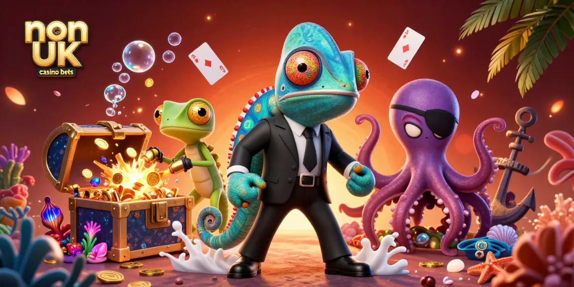 Engage with non UK casino bets in this vibrant 3D scene featuring dynamic characters and casino elements.
