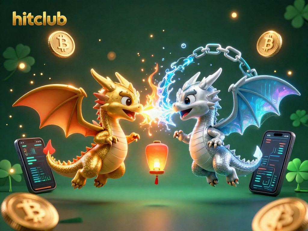 Experience the excitement at hitclub with mystical dragons amidst a vibrant gaming scene!