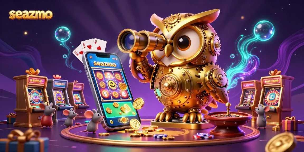 Experience the vibrant world of seazmo's casino with dynamic games and playful patrons in this stunning illustration.