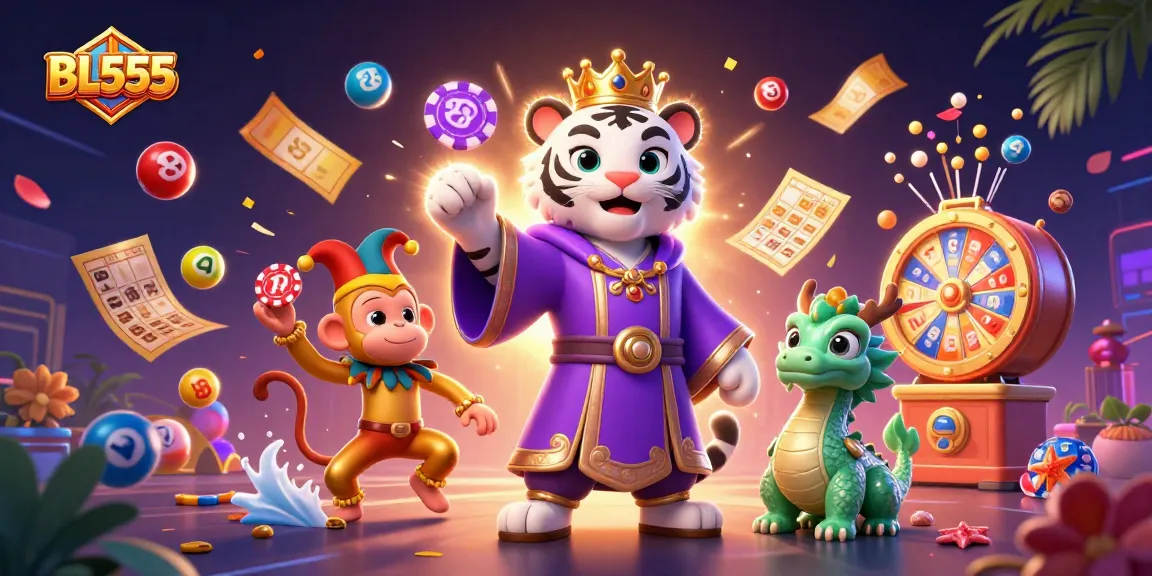 Experience thrilling gameplay at BL555 with an elegant white tiger, golden monkey, and jade dragon.