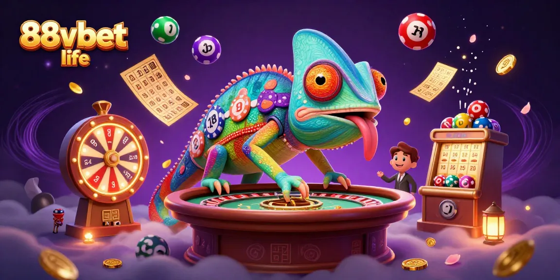 Engage with the vibrant world of 88vbet life showcasing dynamic animated lottery and casino elements.