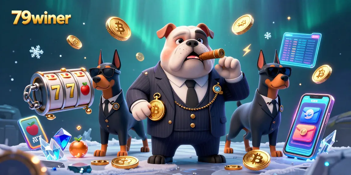 Experience the excitement of 79winer with a mafia-themed casino scene featuring dynamic slot game elements.