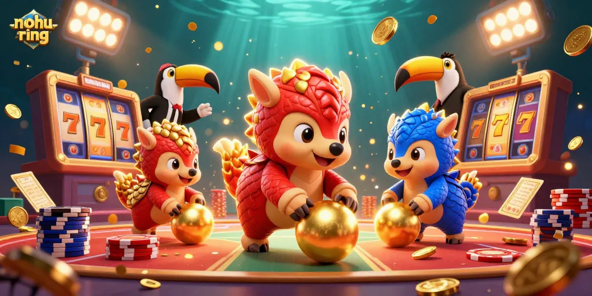 Immerse in the nohu-ring experience as pangolins roll through poker chips and jackpot elements.