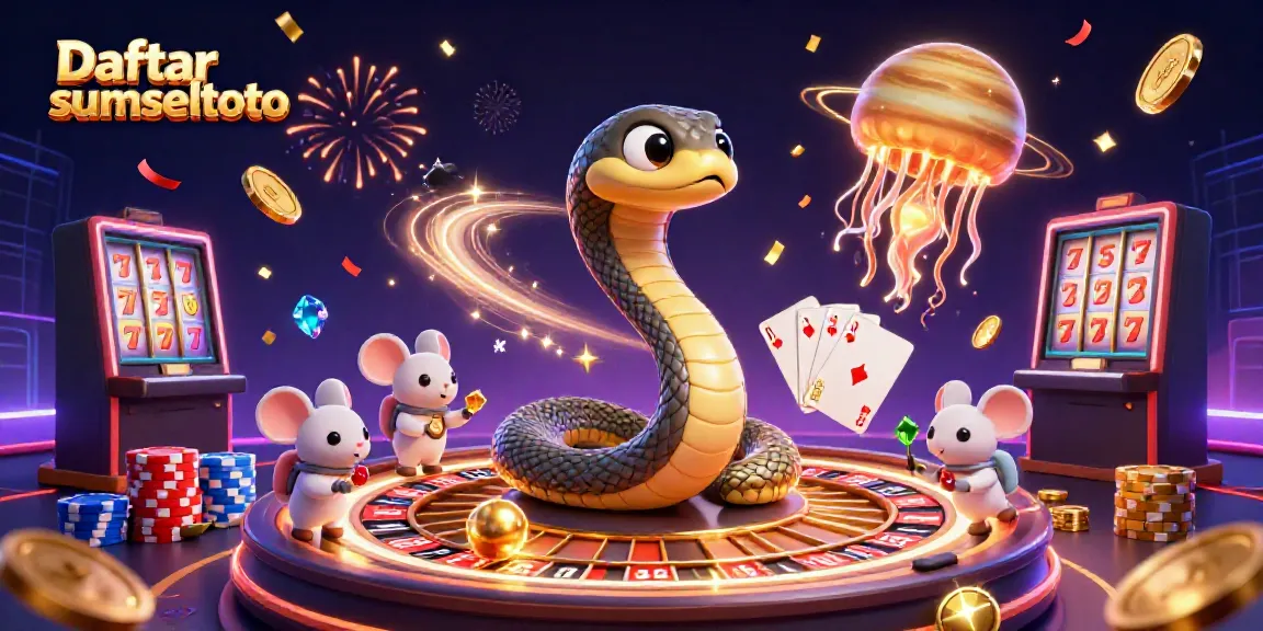Experience the excitement of betting at Daftar sumseltoto's cosmic casino with dynamic 3D characters and vibrant elements.