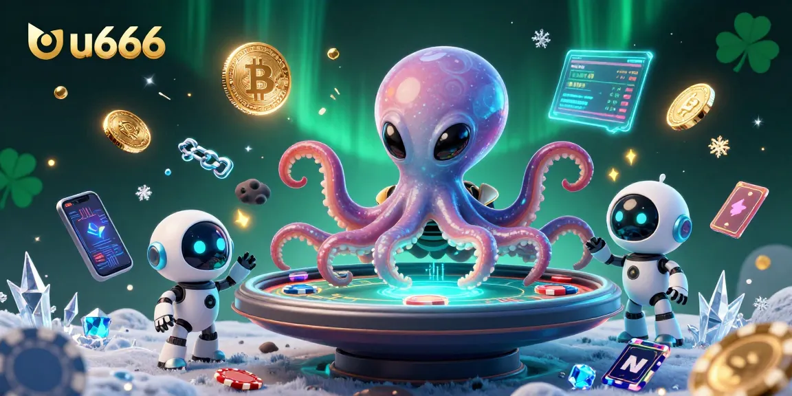 Win big with uu666 in this dynamic 3D casino scene featuring an alien octopus at a poker table.