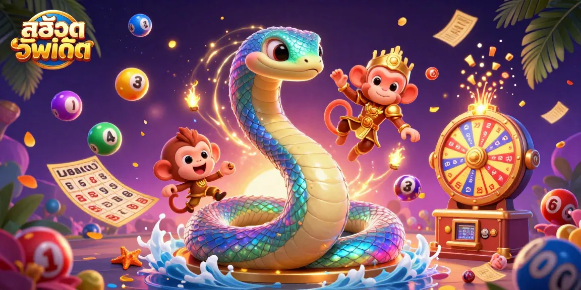 Experience the excitement of สล็อตอัพเดท with vibrant characters in a dynamic casino scene, featuring lottery elements.