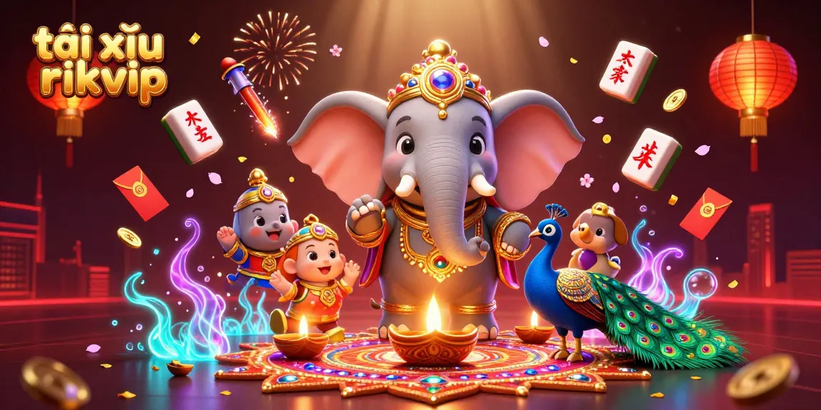 Experience thrilling gameplay with tài xỉu rikvip in this vibrant casino scene filled with festive elements.