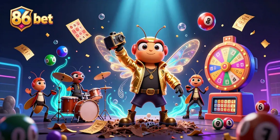 Engage with 86 bet in a vibrant casino-themed scene featuring dynamic characters and colorful gaming elements.