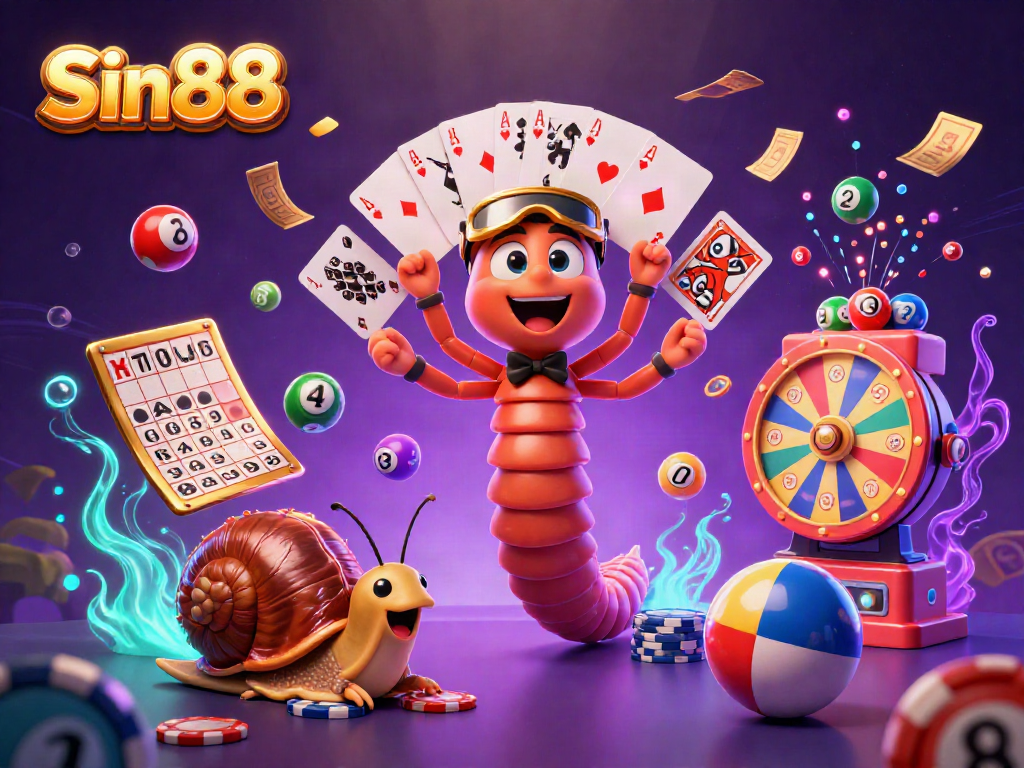 Experience Sin88's thrilling casino adventure with cartoon characters and dynamic gaming elements.