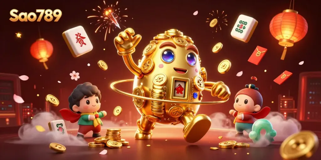 Experience thrilling gameplay at Sao789 with a vibrant gaming scene featuring a golden golem.