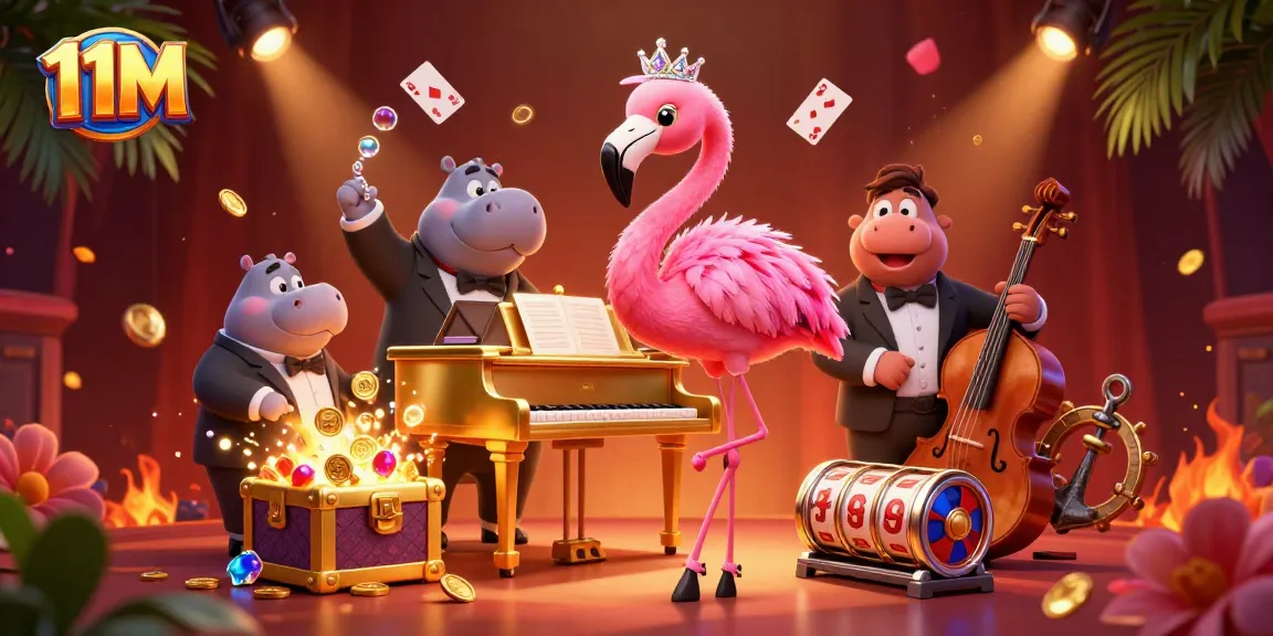 Experience vibrant gameplay at 11M with rich casino elements and lively characters.