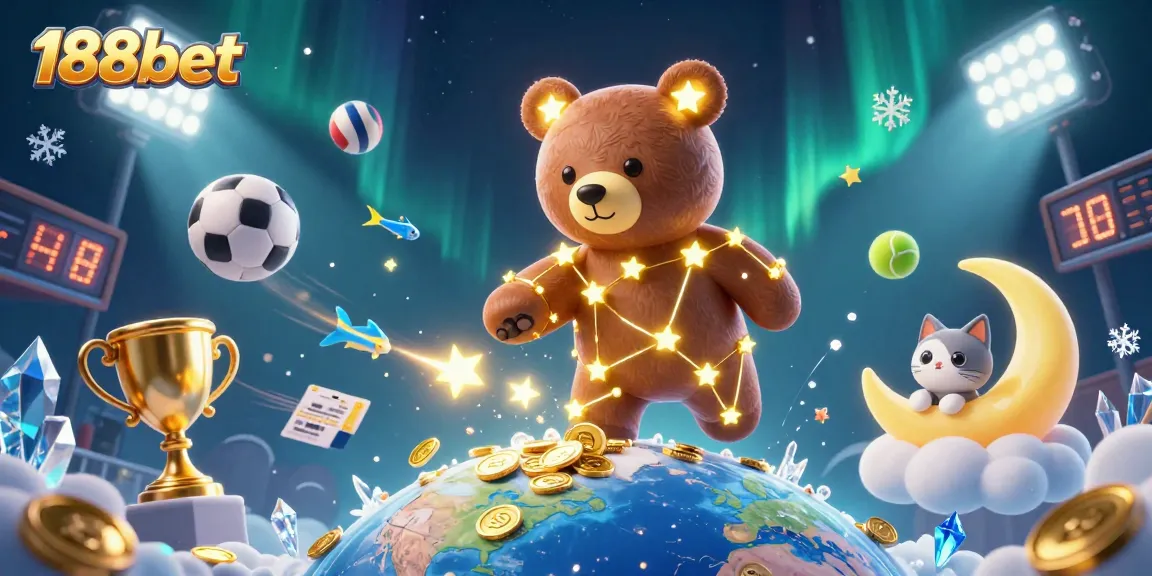 Engage in thrilling betting with 188bet, featuring vibrant sports elements and zodiac motifs.