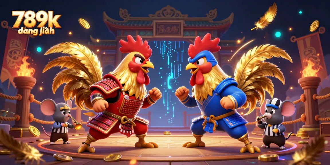 Engage with dynamic 789k đăng nhập casino action featuring vibrant fighting roosters in a captivating arena.