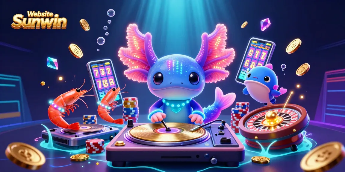 Experience thrilling fun on Website Sunwin with colorful axolotl DJ and vibrant casino elements!