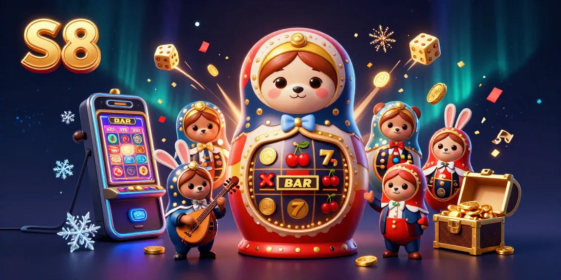 S8 casino scene featuring cartoon bears and a rabbit in a vibrant, engaging winning atmosphere.