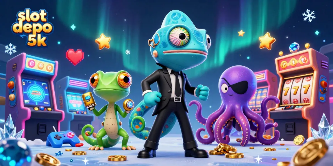 Play slot depo 5k with vibrant gaming elements and animated characters in this engaging Casino scene.