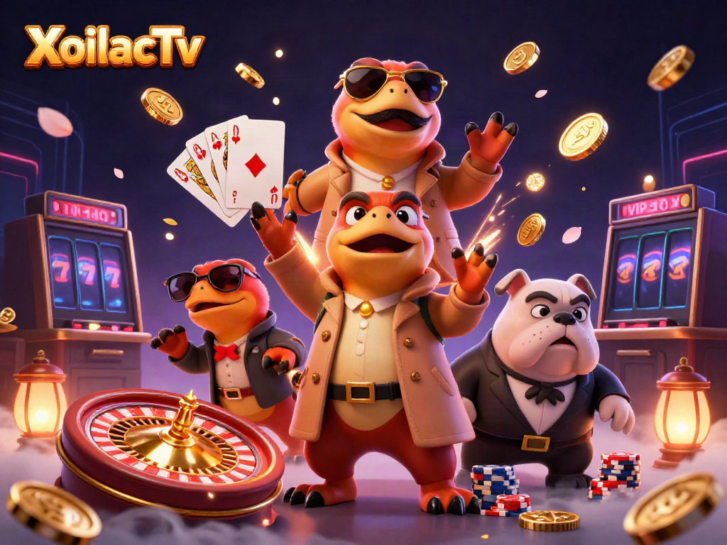 XoilacTv raptors humorously disguised as a tall person entering a VIP casino lounge.