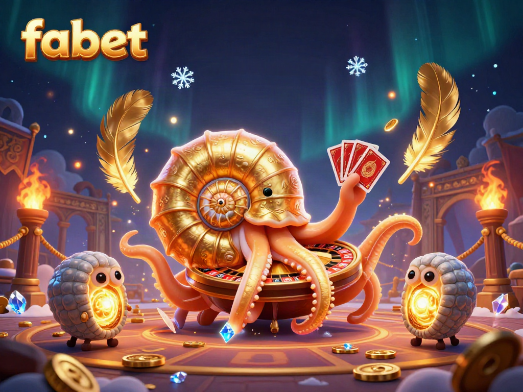 Experience the vibrant world of fabet with a giant nautilus roulette wheel among glowing ammonites.