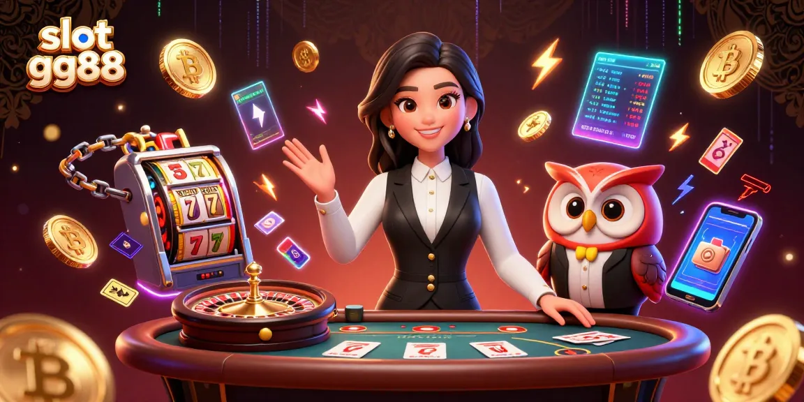 Spin to win at slot gg88 featuring engaging casino dealers and vibrant slot elements.