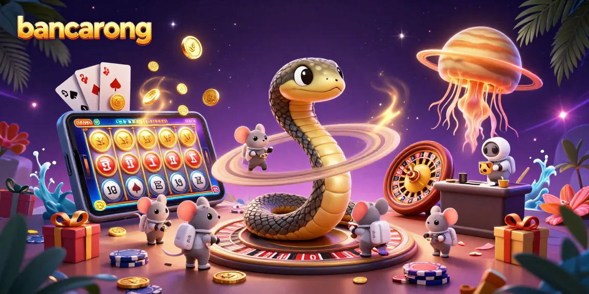 Bancarong: Place bets with exciting astronaut mice and cosmic dealer in a vibrant casino scene.