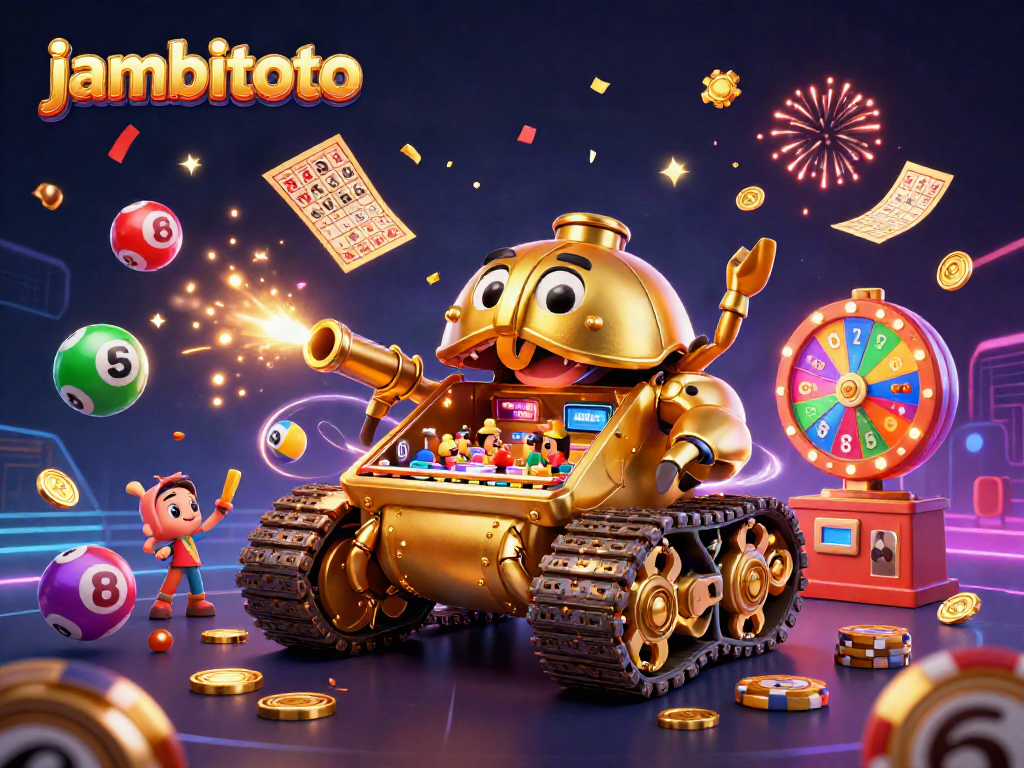 Engage in exciting games at jambitoto, featuring a dynamic casino theme with confetti and lottery elements.