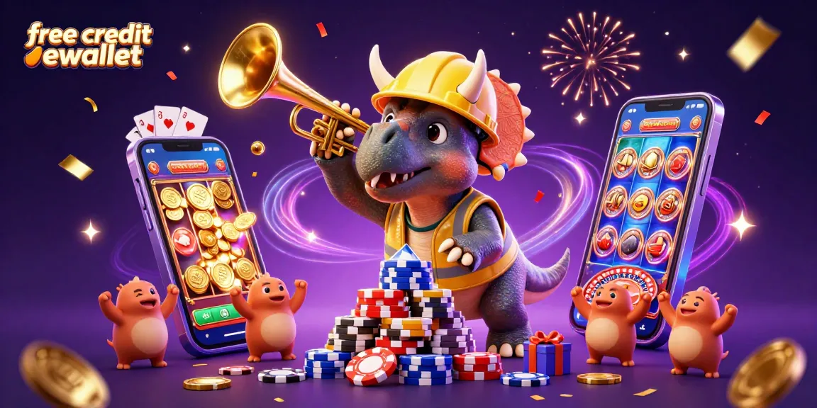 Experience excitement with free credit ewallet as dinosaurs celebrate casino wins!