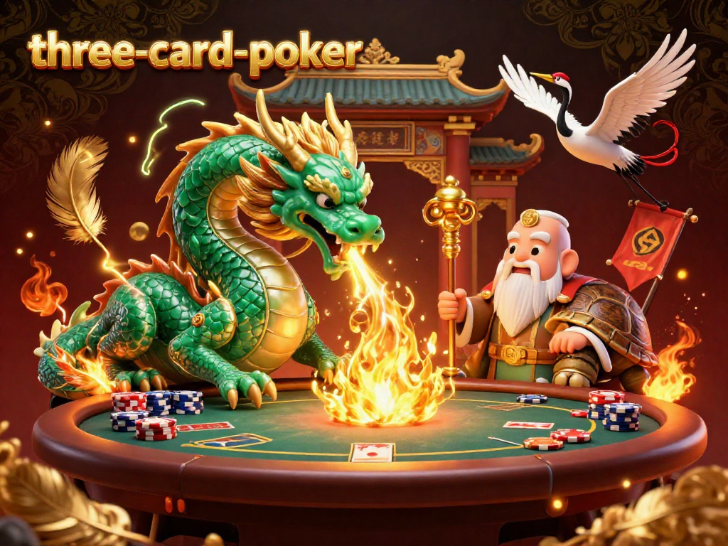 Engage in thrilling three-card-poker action with captivating characters and vibrant casino elements.