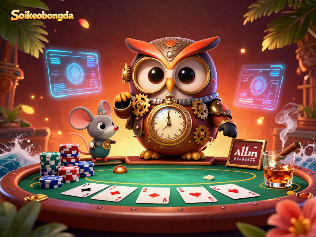 Experience immersive gambling with Soikeobongda in a vibrant casino scene filled with poker excitement.