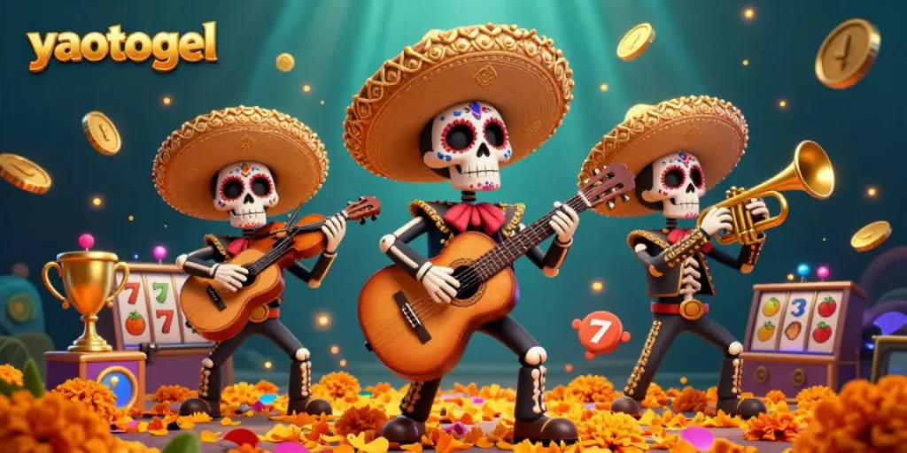 Experience yaotogel's vibrant action with a festive mariachi band and dynamic casino elements.