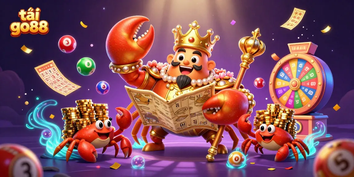 Experience thrilling gameplay with tải go88 as a golden crab holds treasures in an exciting casino scene.