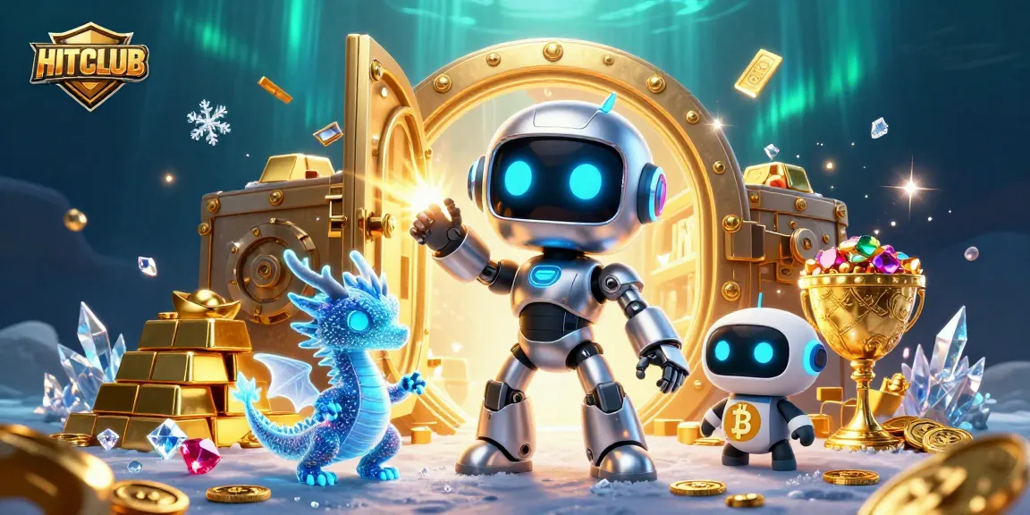 Join HITCLUB's exciting jackpots captured in a vibrant 3D gambling scene bursting with treasures.
