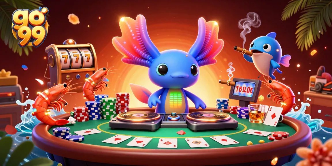 Experience the excitement of go 99 in a vibrant 3D casino scene with dynamic characters and game elements.