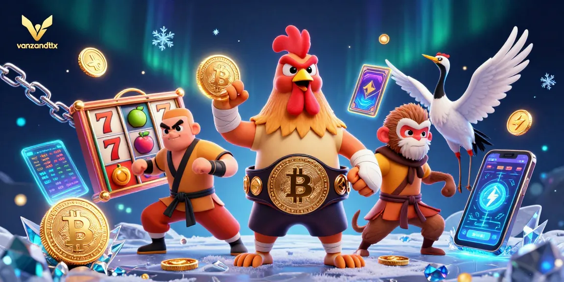 Experience thrilling gameplay with vanzandttx, showcasing a dynamic illustration of classic and crypto gambling elements.