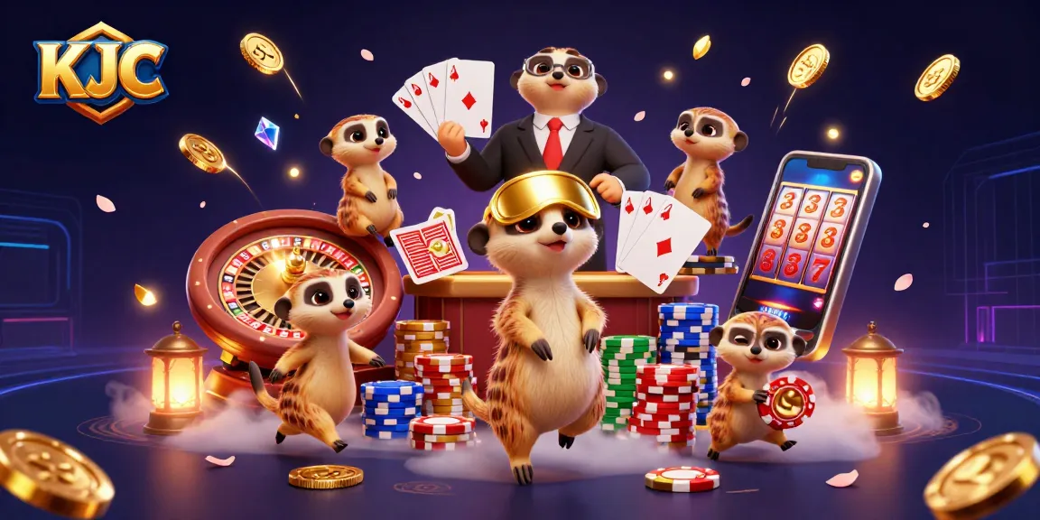 KJC meerkats operating an exciting casino scene filled with vibrant gambling elements