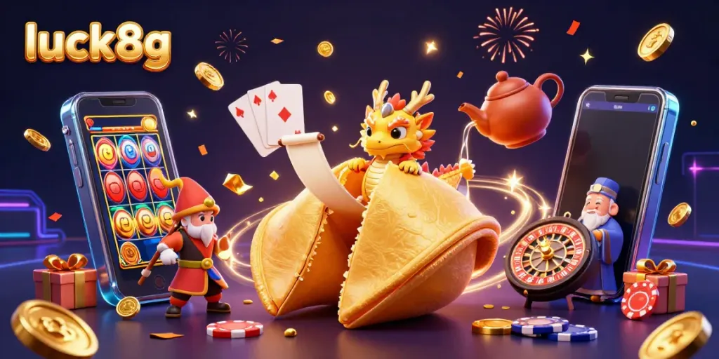 Experience jackpot thrills with luck8g as golden dragons guard your fortune inside a vibrant casino setting.