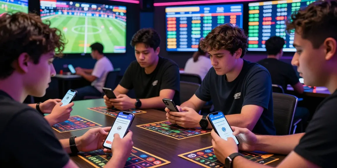 Excited bettors engaging in Taruhan Mix Parlay Bola88 with real-time odds display.
